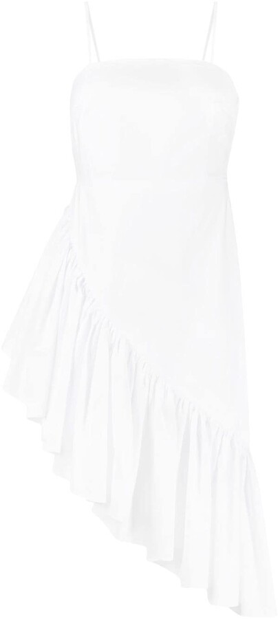 Stunning Sequins Backless Dress Low Cut Asymmetrical Ruffles Dress for Women Party QKFON Spaghetti Straps Ruffles Dress