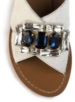 Thumbnail for your product : Marni Jeweled Calf Hair Crisscross Flat Sandals