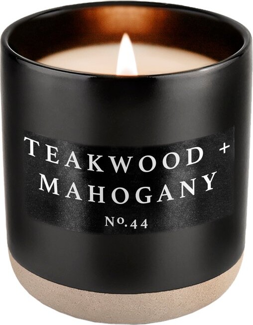 Sweet Water Decor Teakwood And Mahogany 9oz Amber Jar Soy Candle