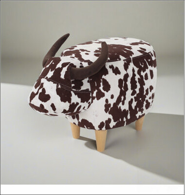 and Velvet CowShaped Ottoman Comfortable choice, multiple functions, classic design, and cozy corners, Cute Wood Foot Stool Shoes Changing Seat with