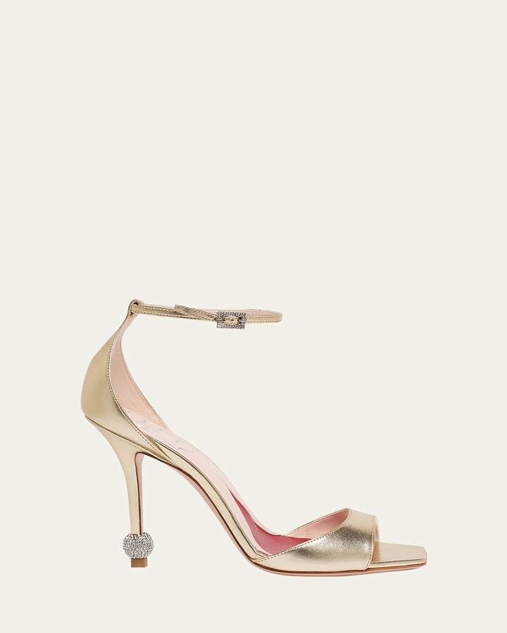 Roger Vivier Marlene Leather Crystal-Heel Sandals