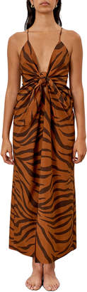 Mara Hoffman Lolita Tiger Stripe Knot-Front Sleeveless Maxi Dress