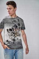 Thumbnail for your product : Next Mens Grey Dip Dye Skull Graphic T-Shirt - Grey