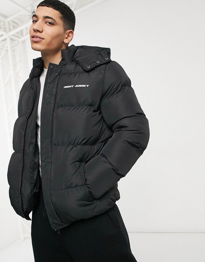 Night Addict oversized hooded puffer jacket - ShopStyle Outerwear