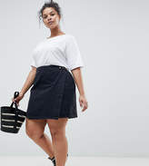 Thumbnail for your product : ASOS Curve Design Curve Denim Wrap Skirt In Washed Black