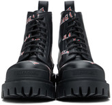 Thumbnail for your product : Balenciaga Black and Red Allover Logo Strike Boots