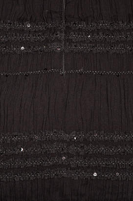Self-Portrait Shirred Chiffon Mini Dress in Black | FWRD