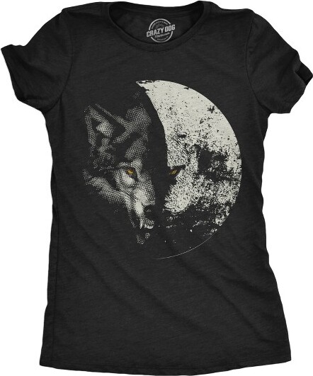Crazy Dog T-Shirts, Inc. WomensFunnyTShirtsWolfMoonCoolSpaceGraphicTeeforLadies-CrazyDogWomen'sTShirtForAstronautsBlackXXL