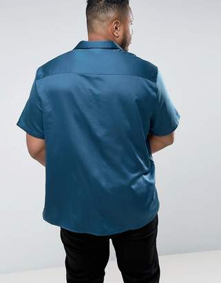 ASOS Plus Oversized Sateen Shirt With Revere Collar In Teal