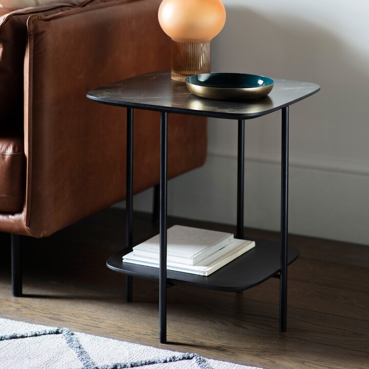Dunelm Fairfield Side Table, Marble Effect Black ShopStyle