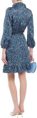 Claudie Pierlot Ruffle-trimmed Printed Satin-jacquard Mini Dress