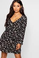 Thumbnail for your product : boohoo Petite Long Sleeve Floral Woven Skater Dress