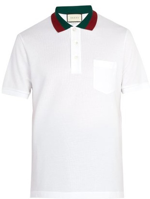Gucci Web-stripe Trimmed Cotton-pique Polo Shirt - White