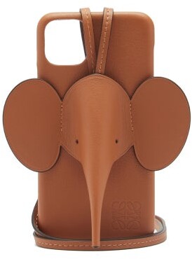 Loewe Elephant Iphone 11 Leather Phone Case - Tan
