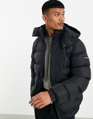 Good For Nothing puffer jacket with hood in black - ShopStyle