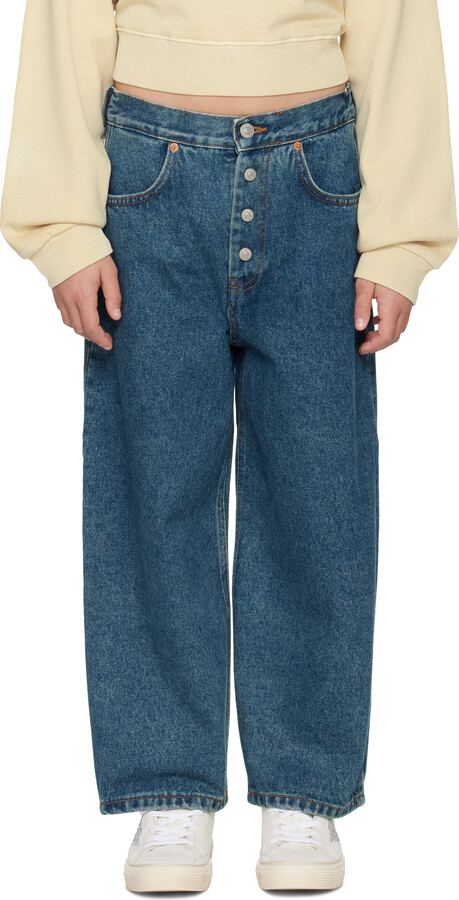 MM6 Maison Margiela Kids Blue Four-Pocket Jeans