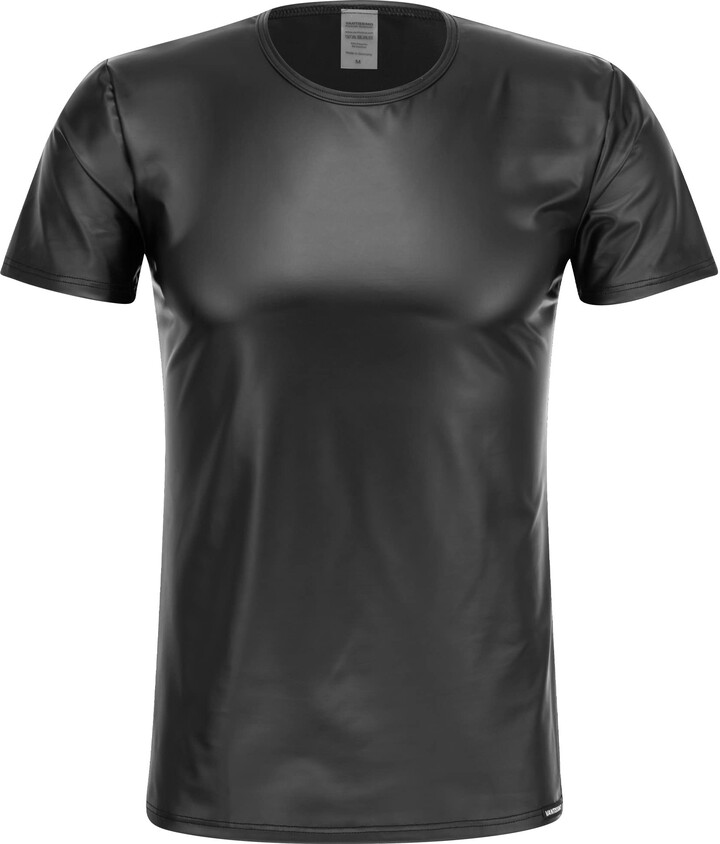 Vantissimo Men's Leather TShirt Made in Germany in Black Matt Leather