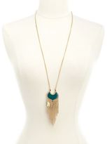 Thumbnail for your product : Charlotte Russe Feather & Chain Fringe Pendant Necklace