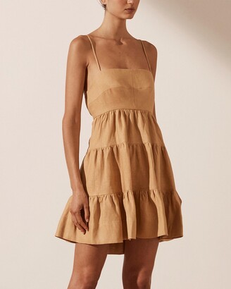 Shona Joy Women's Brown Mini Dresses - Aria Low Back Tiered Mini Dress -  ShopStyle