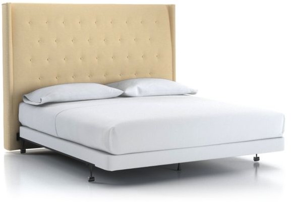 Crate & Barrel Ronin King Tufted Wingback Headboard Chalk