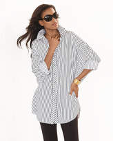 Thumbnail for your product : Go Silk Long-Sleeve Skinny-Striped Big Shirt, White/Black