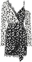 Thumbnail for your product : Self-Portrait Lace-trimmed leopard-print dress