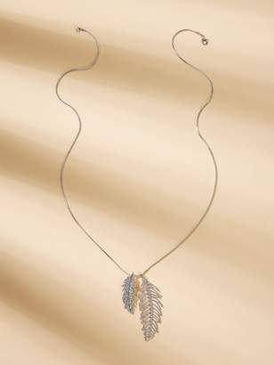 Shein Rhinestone Engraved Hollow Leaf Charm Necklace 1pc