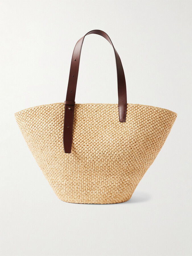 LIÉ STUDIO - Bianca Large Leather-trimmed Raffia Tote - Neutrals