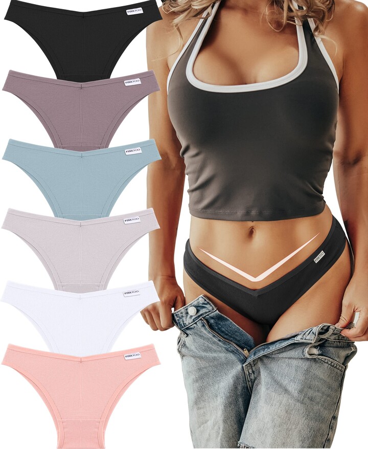 FINE TOO 6er Brazilian Knickers for Women Cotton Underwear