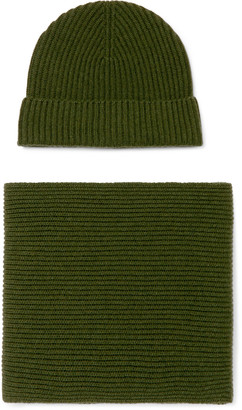 Johnstons of Elgin Ribbed Cashmere Hat And Scarf Set