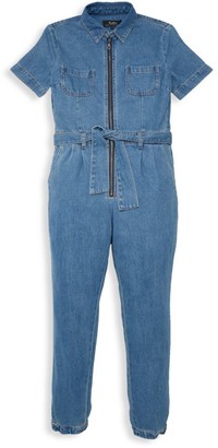 bardot denim zip romper