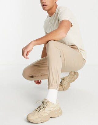 Beige Tapered Joggers