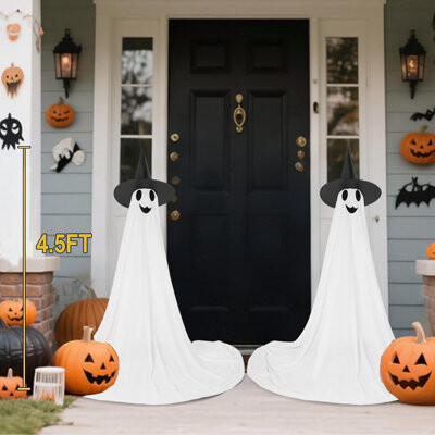 2 Packs Halloween Ghost Decorations Outdoor With RGB Lights Remote Control Timer Spooky Decor Indoor/Outdoor Use (Battery Powered)