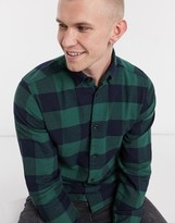Thumbnail for your product : Jack and Jones Originals brushed buffalo check shirt in navy and green