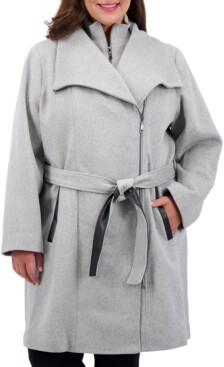 plus size belted wrap coat