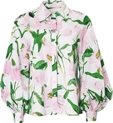 Floral Balloon-Sleeve Classic Shirt 