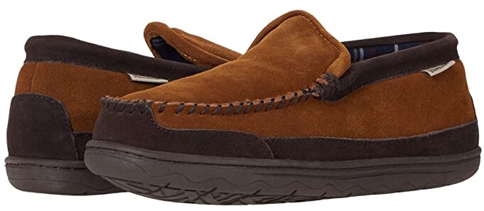 mens flannel lined leather slippers