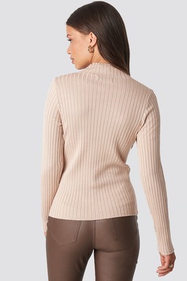 NA-KD Ribbed Knitted Polo Sweater