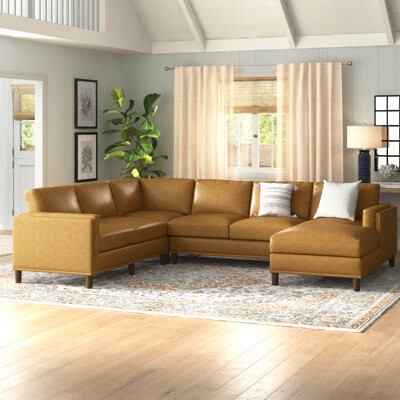 Sand & Stable™ 122" Wide Leather Match Left Hand Facing Corner Sectional