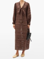 Thumbnail for your product : Vita Kin Constellation Embroidered Linen Midi Dress - Brown