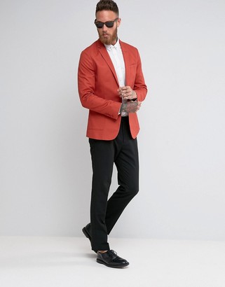 ASOS Skinny Blazer in Rust Washed Cotton