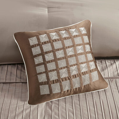 LIYU 7 Piece Polyester Charmeuse Comforter Set Taupe