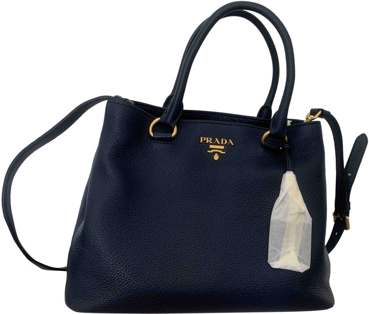 Prada Navy Leather Handbags - ShopStyle Bags