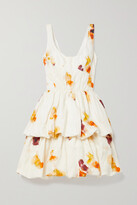 Thumbnail for your product : Jason Wu Collection Tiered Floral-print Crinkled Cotton-blend Mini Dress - Ivory - US0