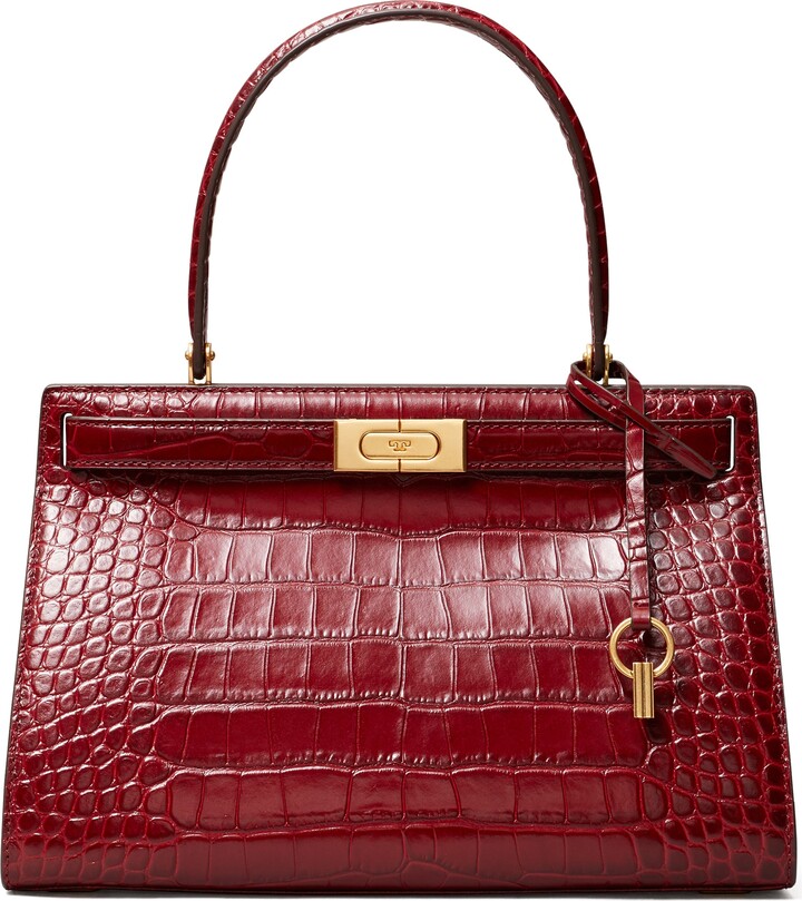 Tory Burch Lee Radziwill Croc Embossed Small Leather Satchel - ShopStyle