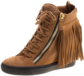 fringe wedge sneakers