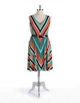 Thumbnail for your product : Tahari ARTHUR S. LEVINE Plus Belted Striped Dress