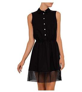 Armani Jeans Cotton Poplin Dress With Colar And Mesh Detail