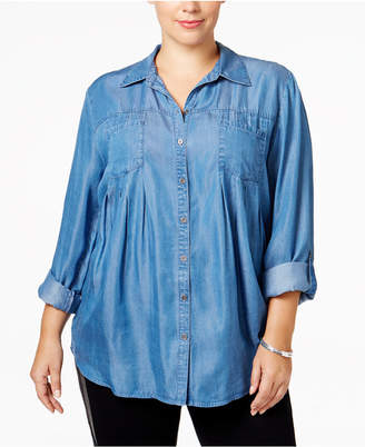 Style and Co Plus Size Denim Shirt, Created for Macy's