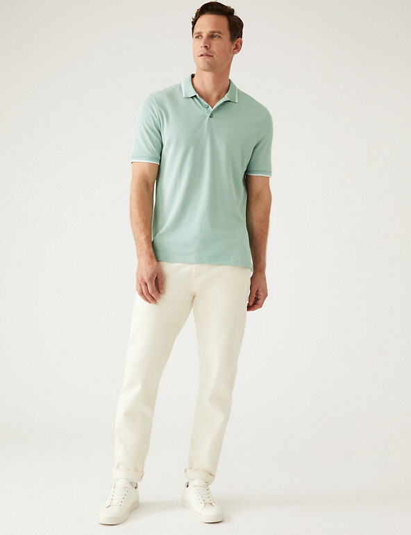 Modal Rich Tipped Collar Polo Shirt - ShopStyle